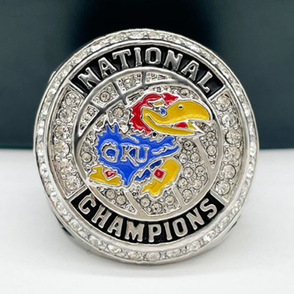 Kansas Jayhawks Championship Ring Basketball Fan Edition 2022 Silver‎ - Picture 1 of 3